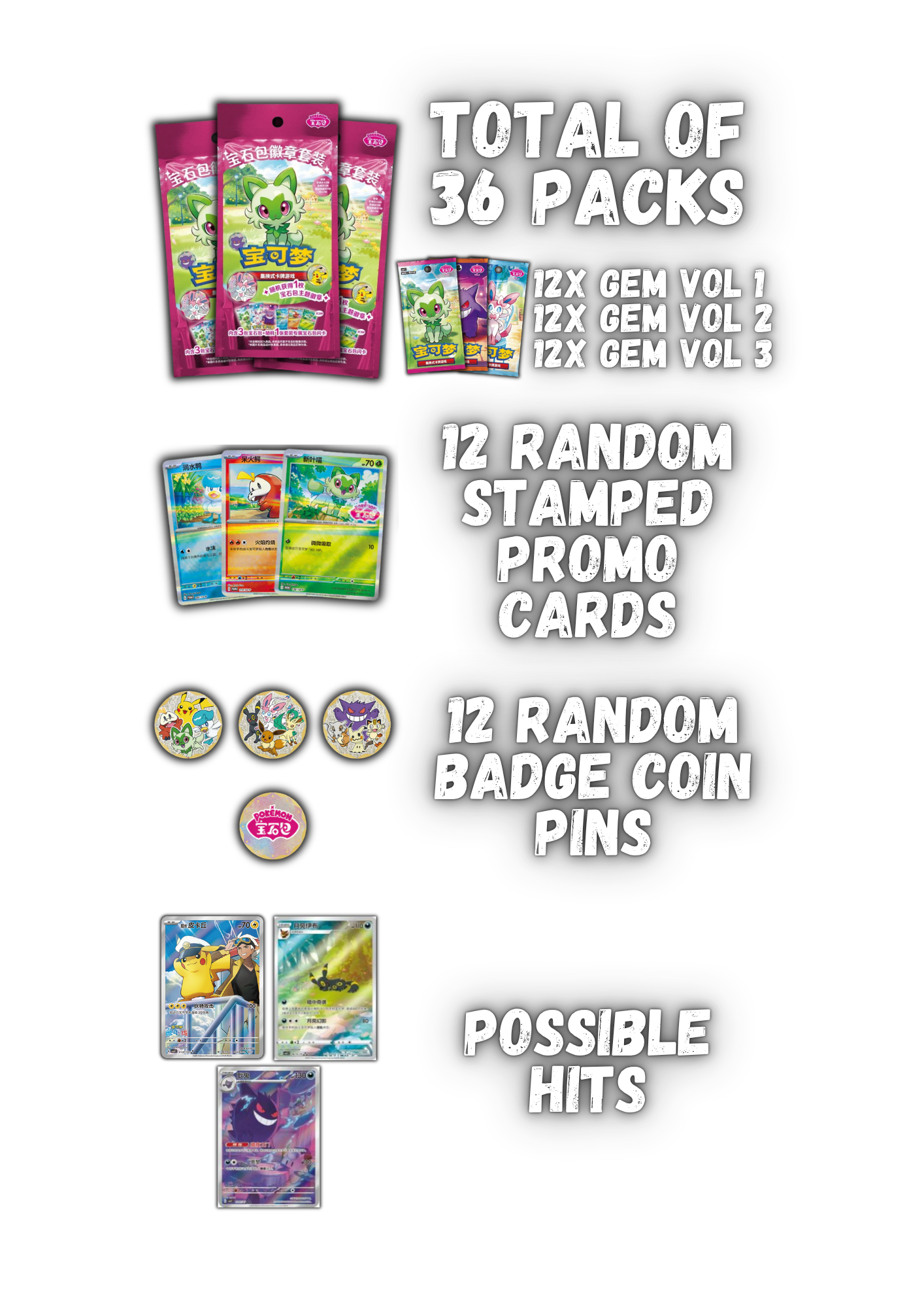 Gemstone Gem Pack Badge Set Display